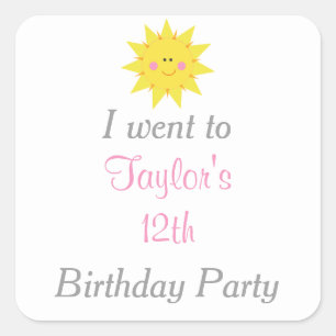 Our little Sunshine Birthday 'I went to' Square Sticker