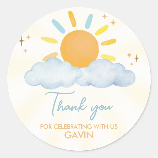 Our Little Sunshine Birthday Party Classic Round Sticker (Front)