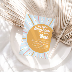 Our Little Sunshine boho floral first birthday Invitation