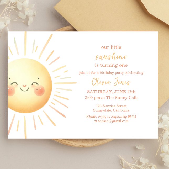 Our Little Sunshine Cute Kids Birthday Party  Invitation (Creator Uploaded)
