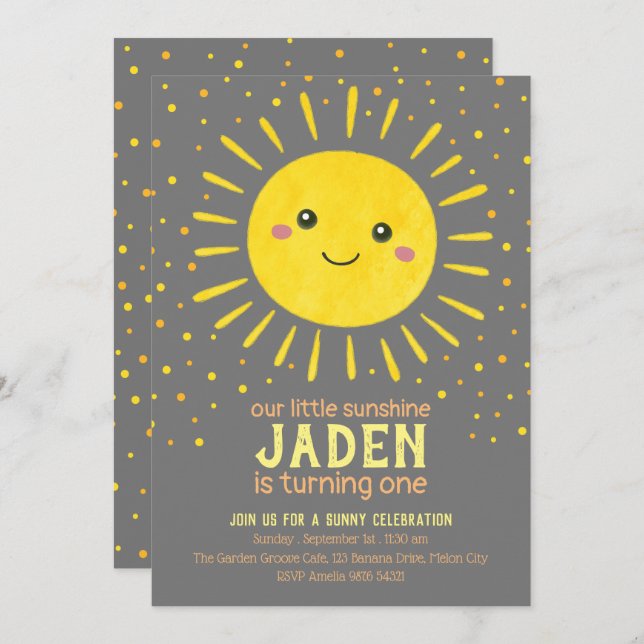 Our Little Sunshine |  First Birthday Invitation (Front/Back)