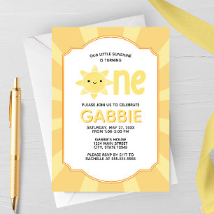 Our Little Sunshine First Birthday Party Invitation