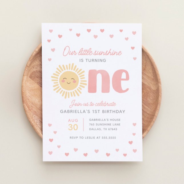 Our Little Sunshine Girl 1st Birthday Invitation (Creator Uploaded)