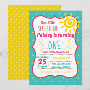 Our Little Sunshine Girls Birthday Party Invite