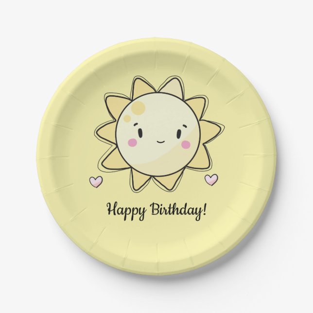 Our Little Sunshine Happy Birthday Paper Plate (Front)