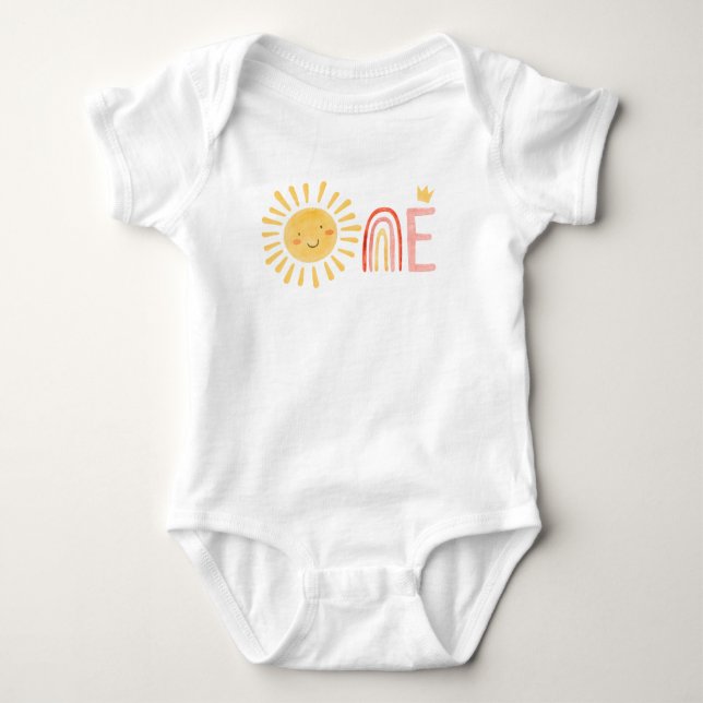 Our little sunshine is One birthday Baby Bodysuit (Front)