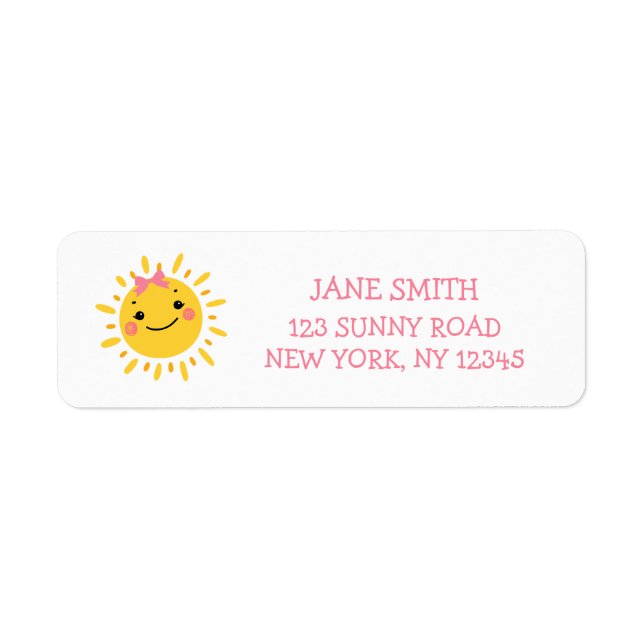 OUR LITTLE SUNSHINE IS TURNING ONE address (Front)
