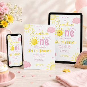 OUR LITTLE SUNSHINE IS TURNING ONE BIRTHDAY INVITATION