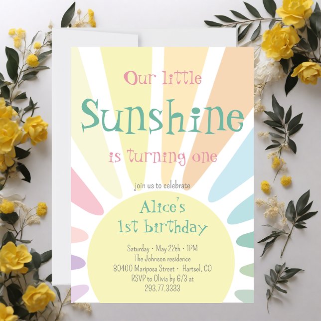 Our Little Sunshine is turning one Birthday Party Invitation (Creator Uploaded)
