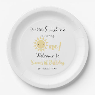 Our Little Sunshine is Turning One Cute Birthday Paper Plate