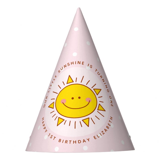 Our Little Sunshine is Turning One Girl Birthday Party Hat (Front)
