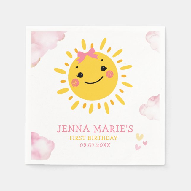 OUR LITTLE SUNSHINE IS TURNING ONE NAPKIN (Front)