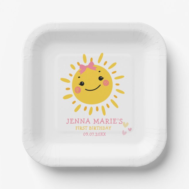 OUR LITTLE SUNSHINE IS TURNING ONE PAPER PLATE (Front)