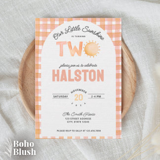 Our Little Sunshine is Two | Boho Birthday Invite