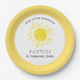 Our Little Sunshine Party Girl 1st Birthday Paper Paper Plate