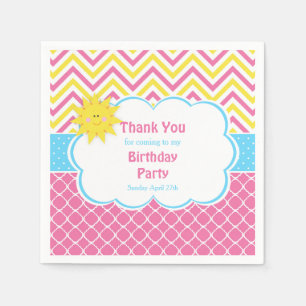 Our little Sunshine Pink and Yellow Birthday Party Napkin