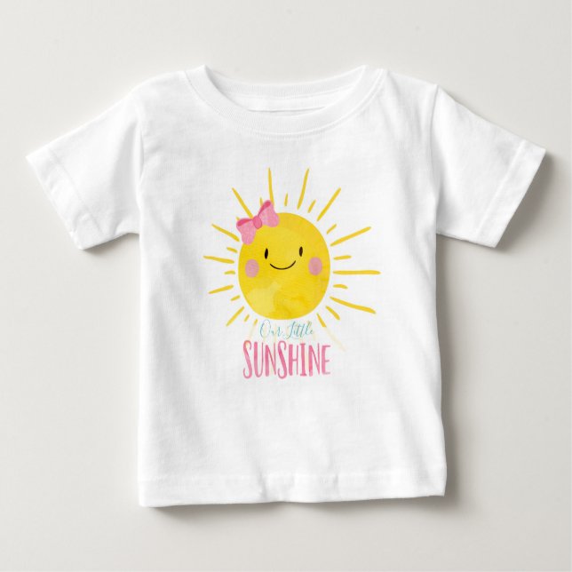 Our Little Sunshine Pink Girl Baby Summer T-Shirt (Front)