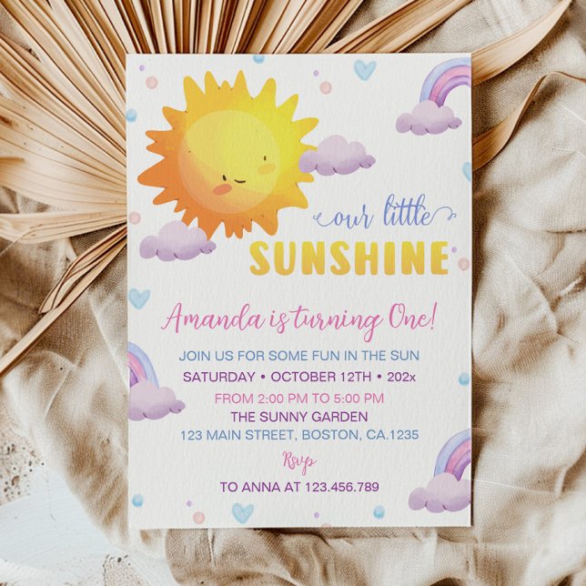 Our Little Sunshine Rainbow Birthday Invitation (Creator Uploaded)