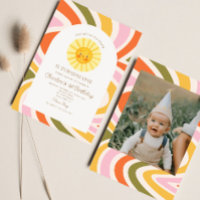 Our Little Sunshine Sun Retro Minimal 1st Birthday