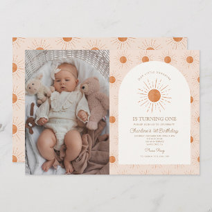 Our little Sunshine Sun Retro Minimal 1st Birthday Invitation