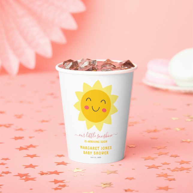 Our Little Sunshine Yellow Baby Shower Paper Cup. Paper Cups (Insitu)