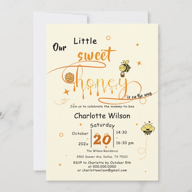 Our Little Sweet Honey Is On The Way Baby Shower Invitation (Front)