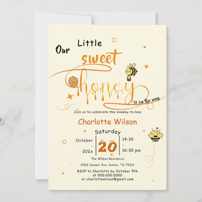 Our Little Sweet Honey Is On The Way Baby Shower Invitation (Front)