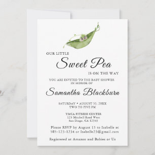 Our Little Sweet Pea On The Way Baby Shower Invite