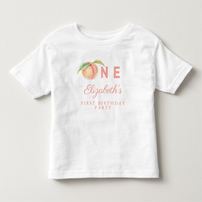 Our Little Sweet Peach is One Baby First Birthday Toddler T-Shirt (Front)