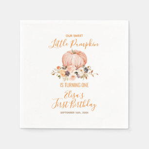 Our Little Sweet Pumpkin 1st Birthday Floral Napkin