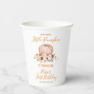 Our Little Sweet Pumpkin 1st Birthday Floral Paper Cups
