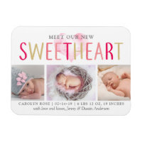 Our Little Sweetheart 3 Photo Birth Announcement