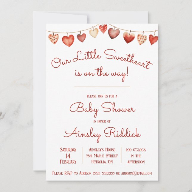 Our Little Sweetheart Baby Shower Invitation (Front)