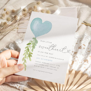 Our Little Sweetheart   Boys Valentine Baby Shower Invitation