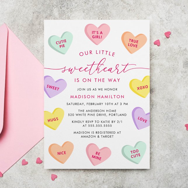 Our Little Sweetheart Candy Hearts Baby Shower Invitation (Creator Uploaded)