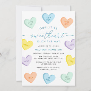 Our Little Sweetheart Candy Hearts Baby Shower Invitation