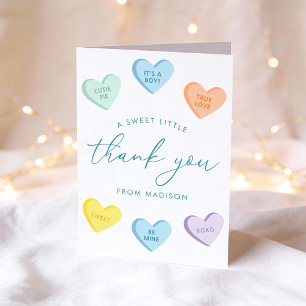Our Little Sweetheart Candy Hearts Baby Shower Thank You Card