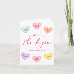 Our Little Sweetheart Candy Hearts Baby Shower Thank You Card