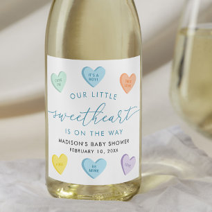Our Little Sweetheart Candy Hearts Baby Shower Wine Label