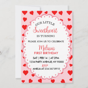 Our Little Sweetheart First Birthday Invitation. Invitation