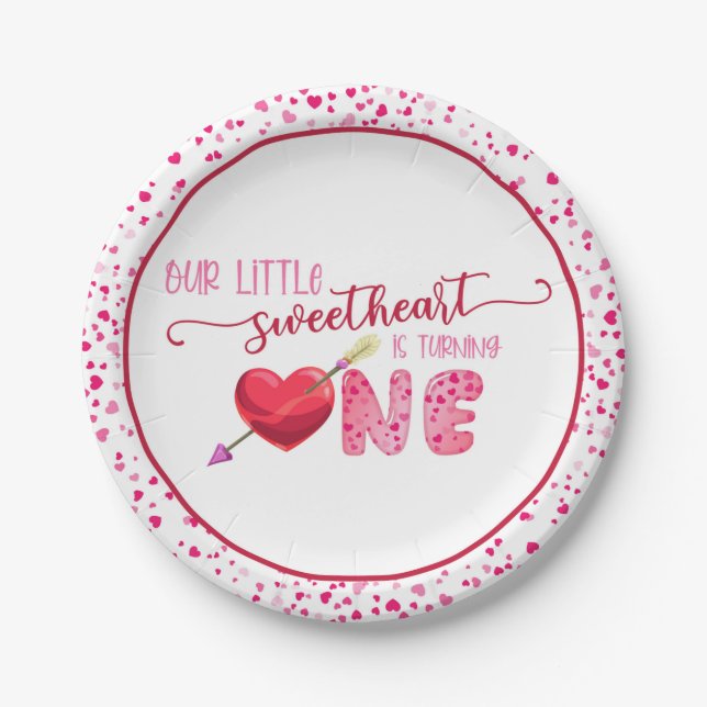 Our Little Sweetheart First Birthday Plate - WH (Front)