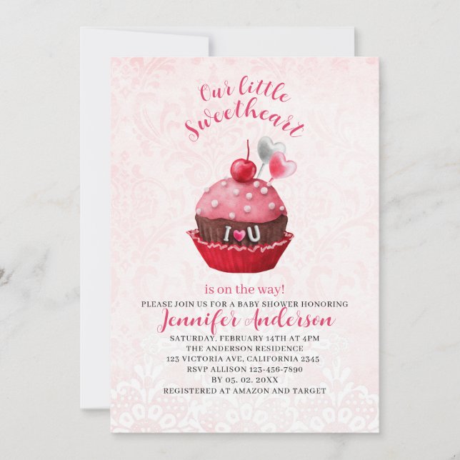 Our little sweetheart is on the way baby shower in invitation (Front)