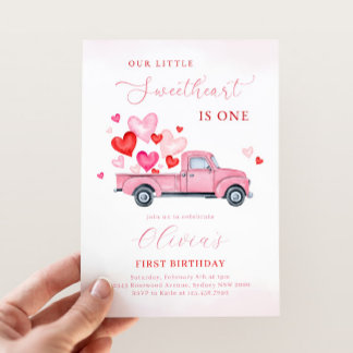 Our Little Sweetheart Is One Valentines Birthday Invitation