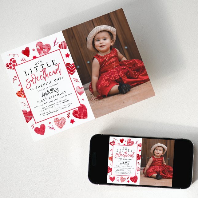 Our Little Sweetheart Kids Photo Birthday Party Invitation (Creator Uploaded)