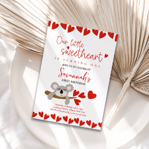 Our little Sweetheart Koala 1st Birthday Invitation