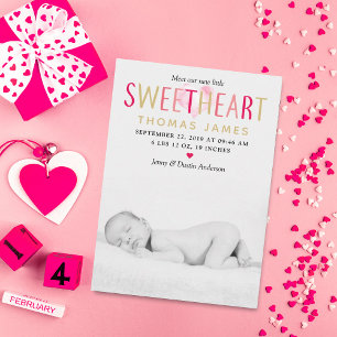 Our Little Sweetheart Photo Birth Announcement