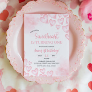 Our Little Sweetheart Turning One Birthday Invitation