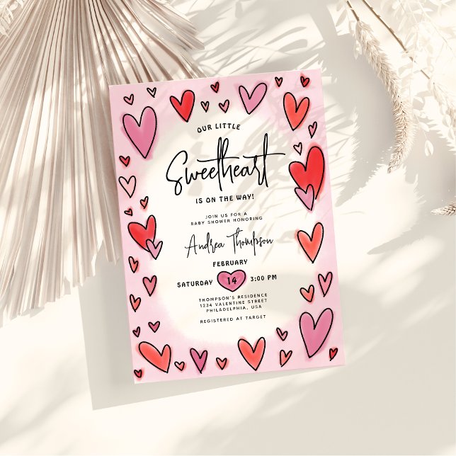 Our Little Sweetheart Valentine Hearts Baby Shower Invitation (Creator Uploaded)