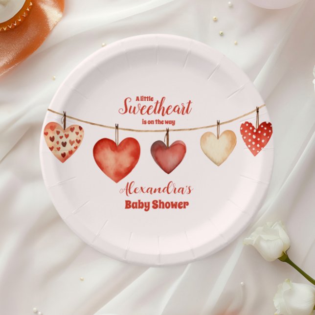 Our Little Sweethearts Valentine's Day Baby Shower Paper Plate (Creator Uploaded)