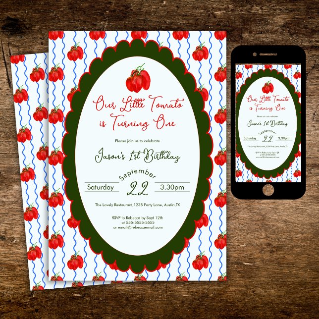 Our little Tomato is Turning One 1st Birthday Invitation (Creator Uploaded)